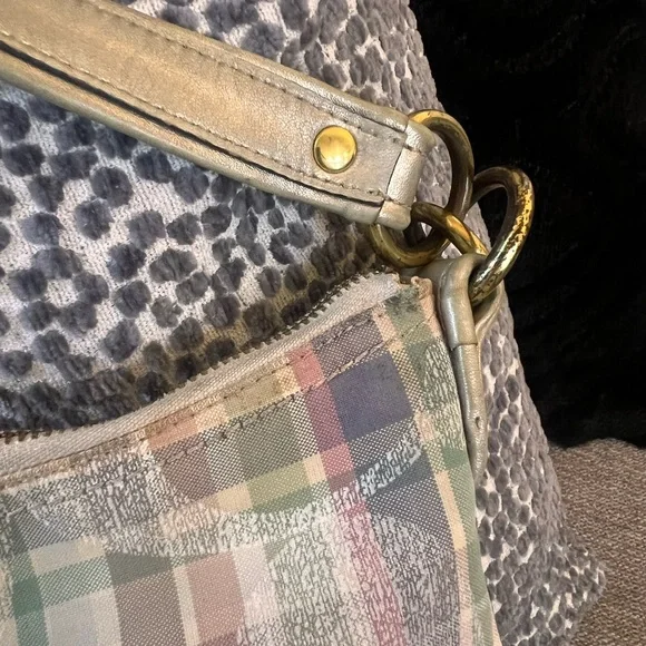 Coach Poppy Madras Tartan Pastel Plaid Hobo Shoulder Bag - Picture 9 of 13